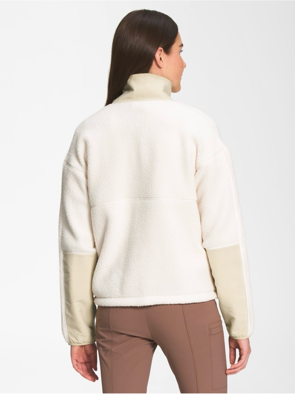 The North Face Cream White Sherpa Fleece 1/2 Snap - Picture 2 of 9